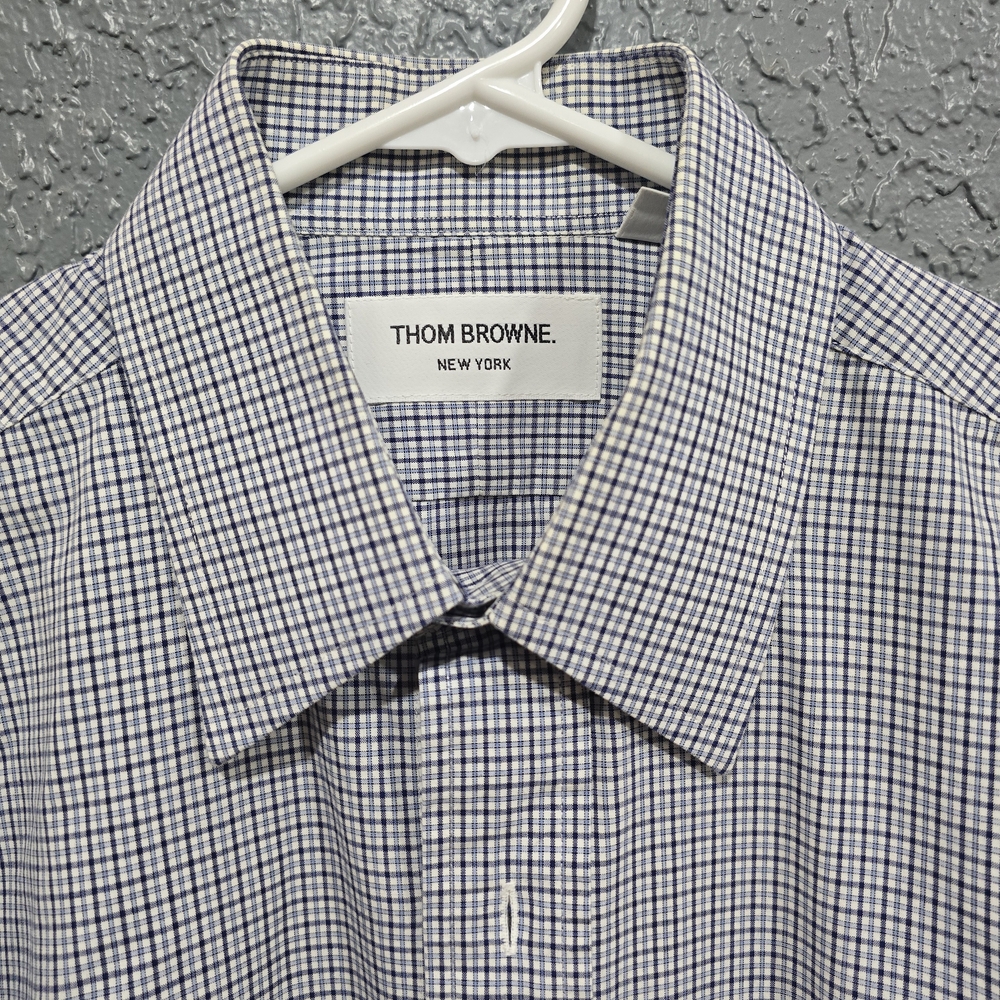 Thom Browne Blue Checkered Men's Dress Shirt